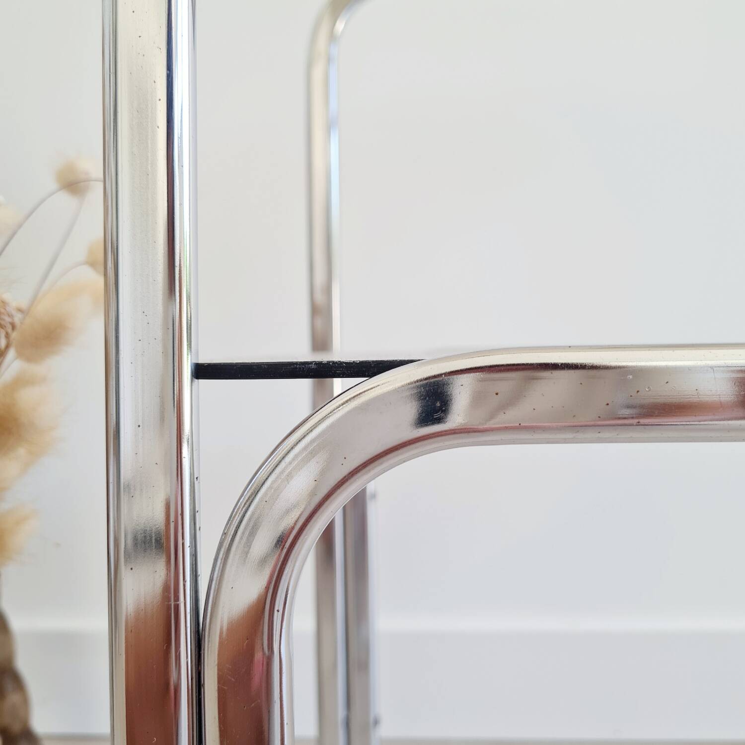 Side table - chrome and smoked glass table - vintage design
