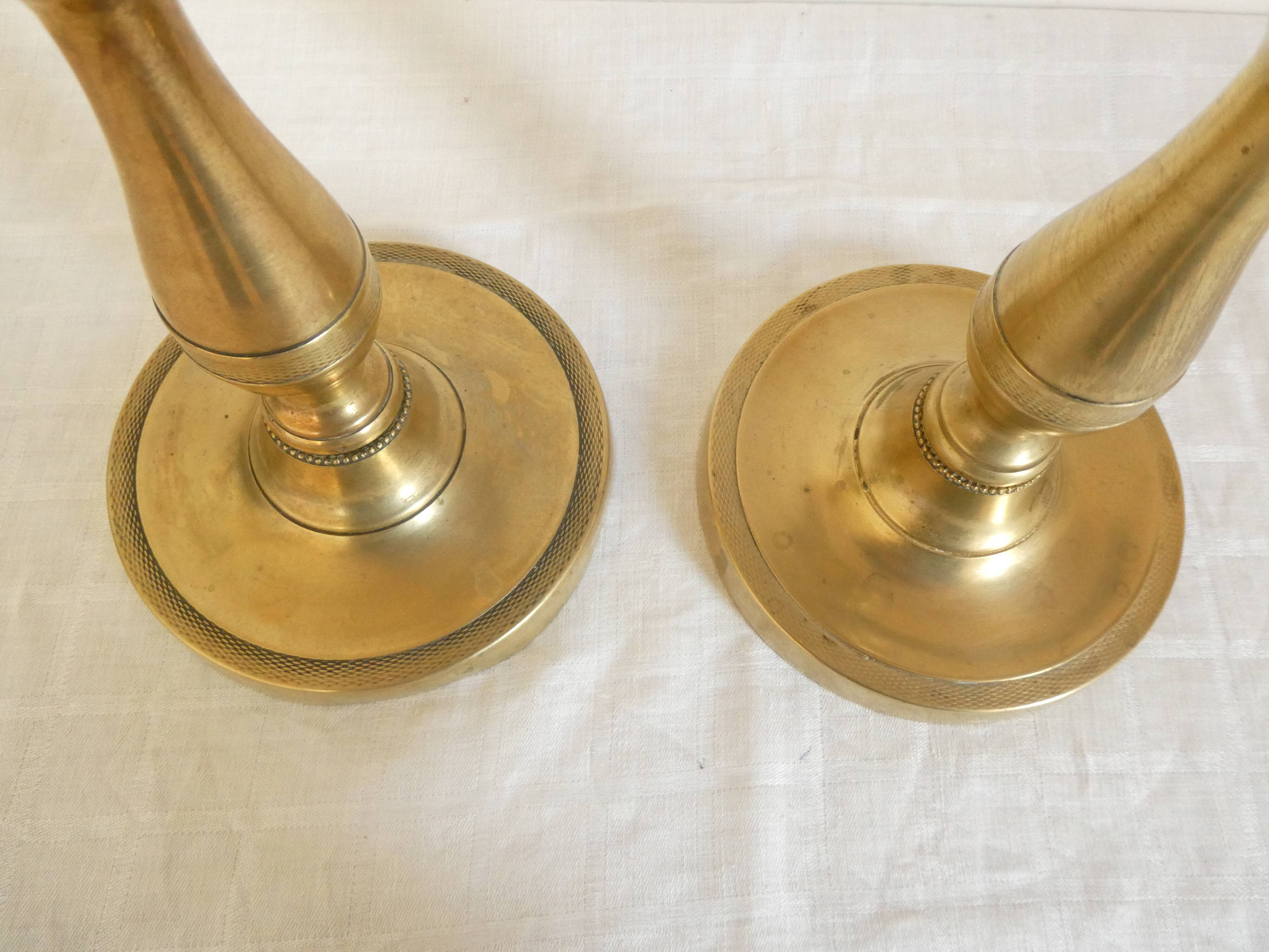 Pair of bronze candlesticks from the Restoration period, circa 1820