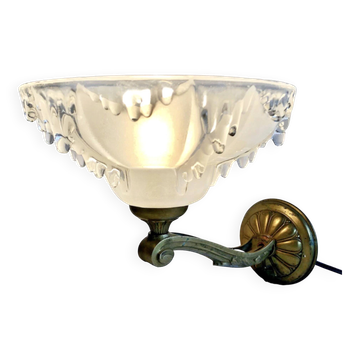 Ancienne applique bronze Art Déco 1930  vasque glaçons Ezan