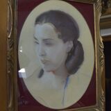 Lucien-Victor Guirand de Scevola (1871-1950) Portrait of a Young Woman, 1928 pastel, oval