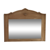Miroir bois patiné glace biseautée vintage 76 cm x 96 cm