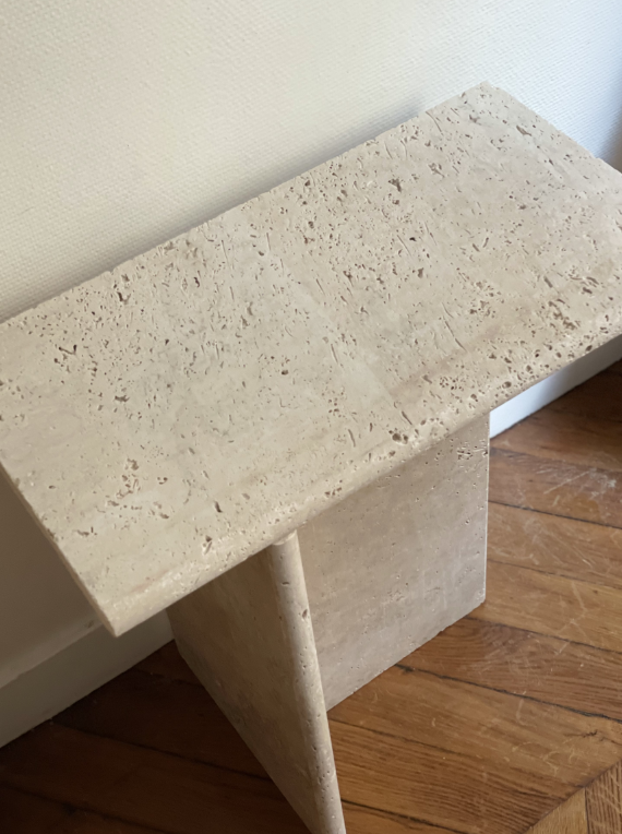 Travertine stone side table