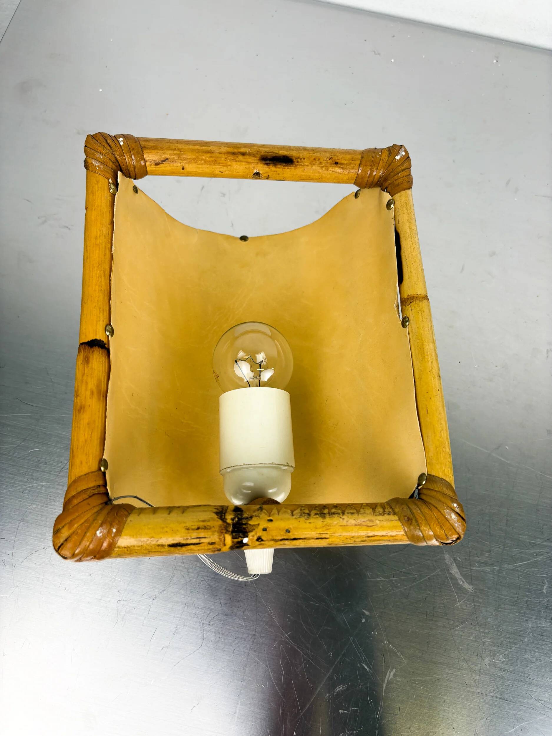 Mid-century rattan wall sconce, Italy, circa 1960s