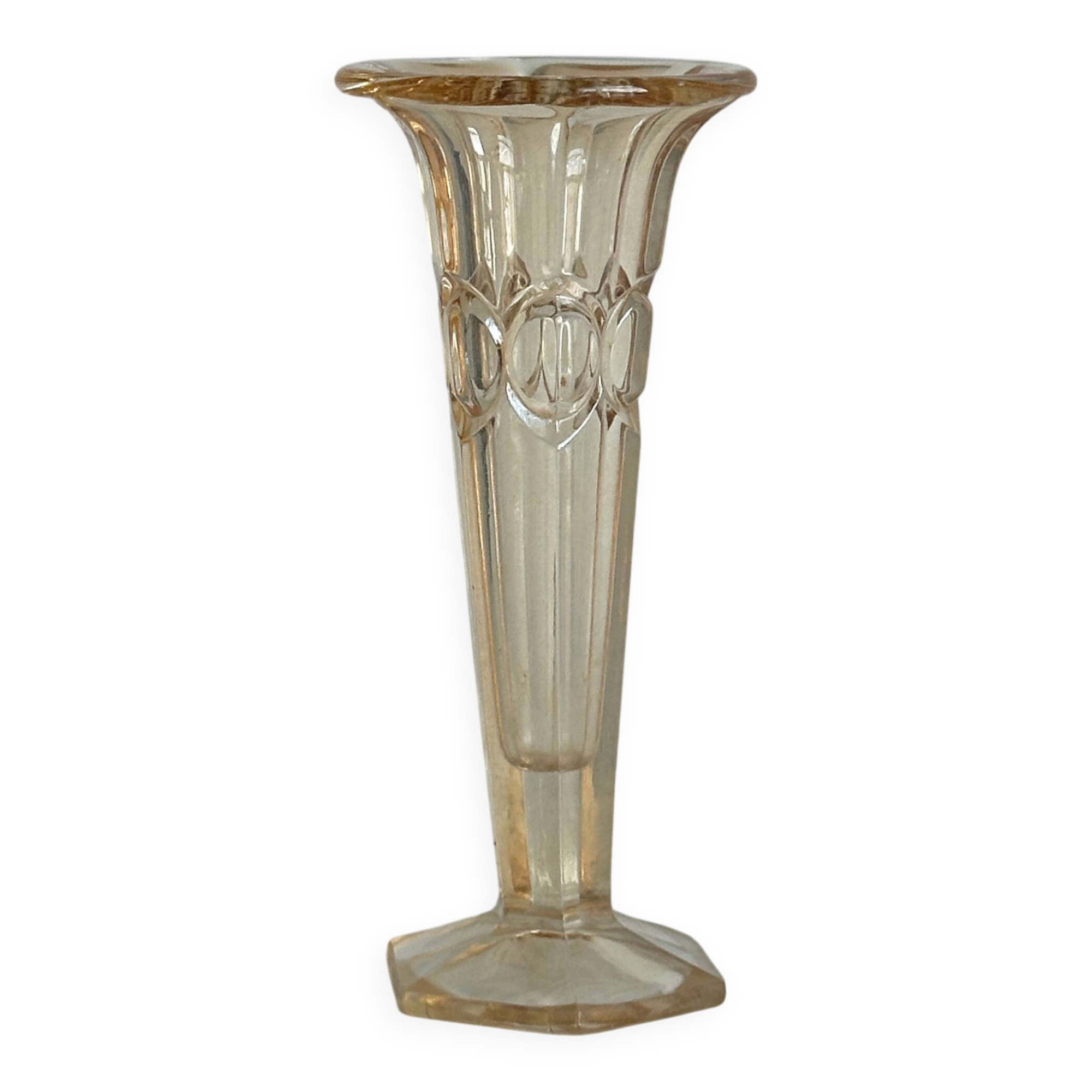 Small Art Deco vase in pale pink glass