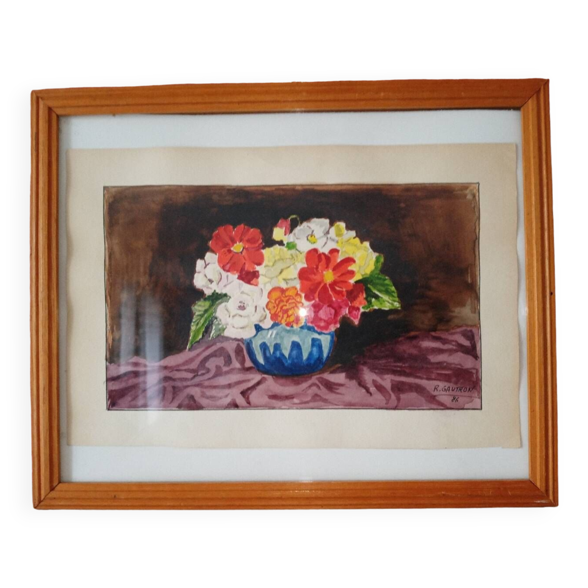 Signed floral painting