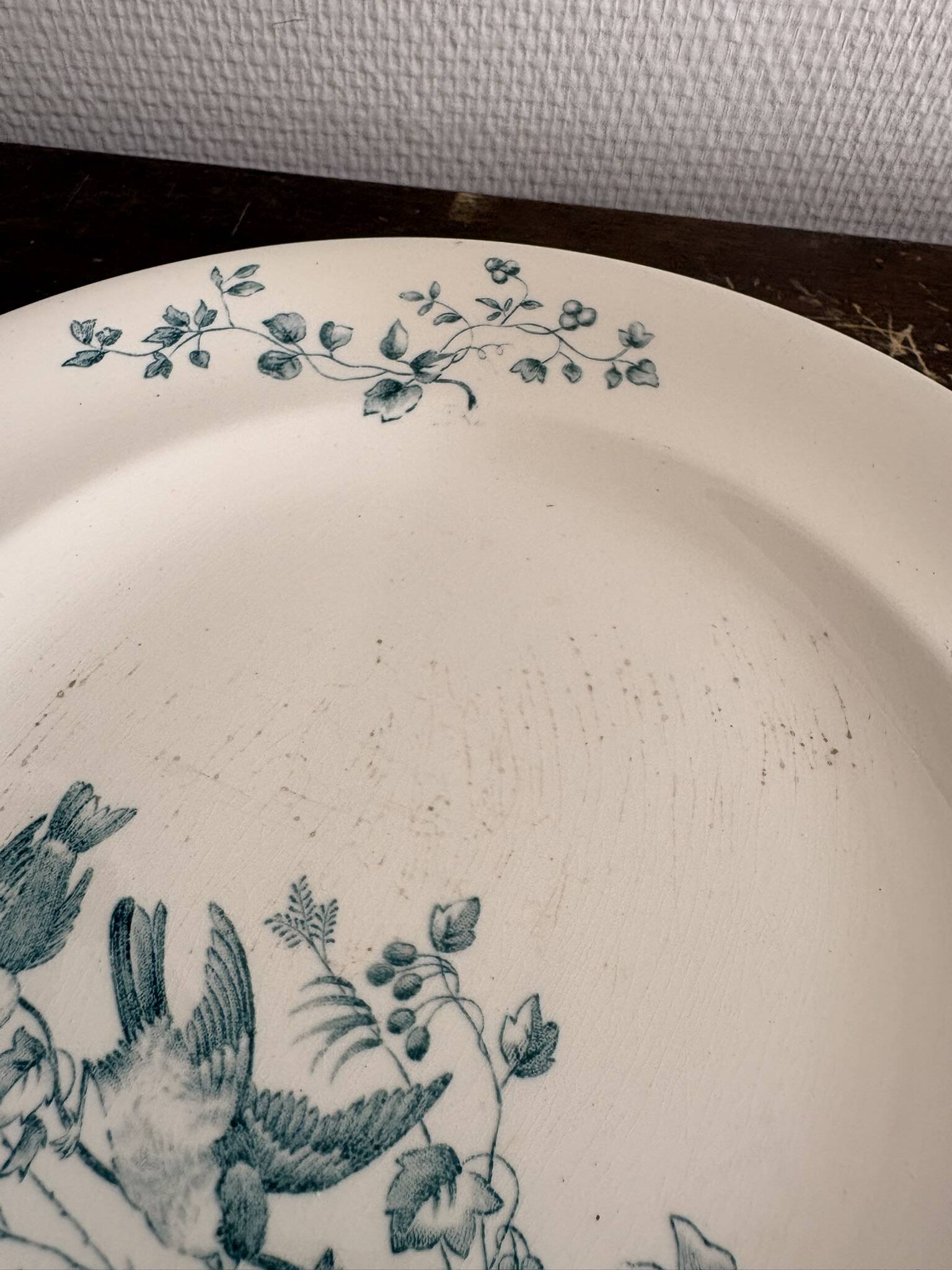 Lot 5 Plate Plates Faience Longwy Model Mignon