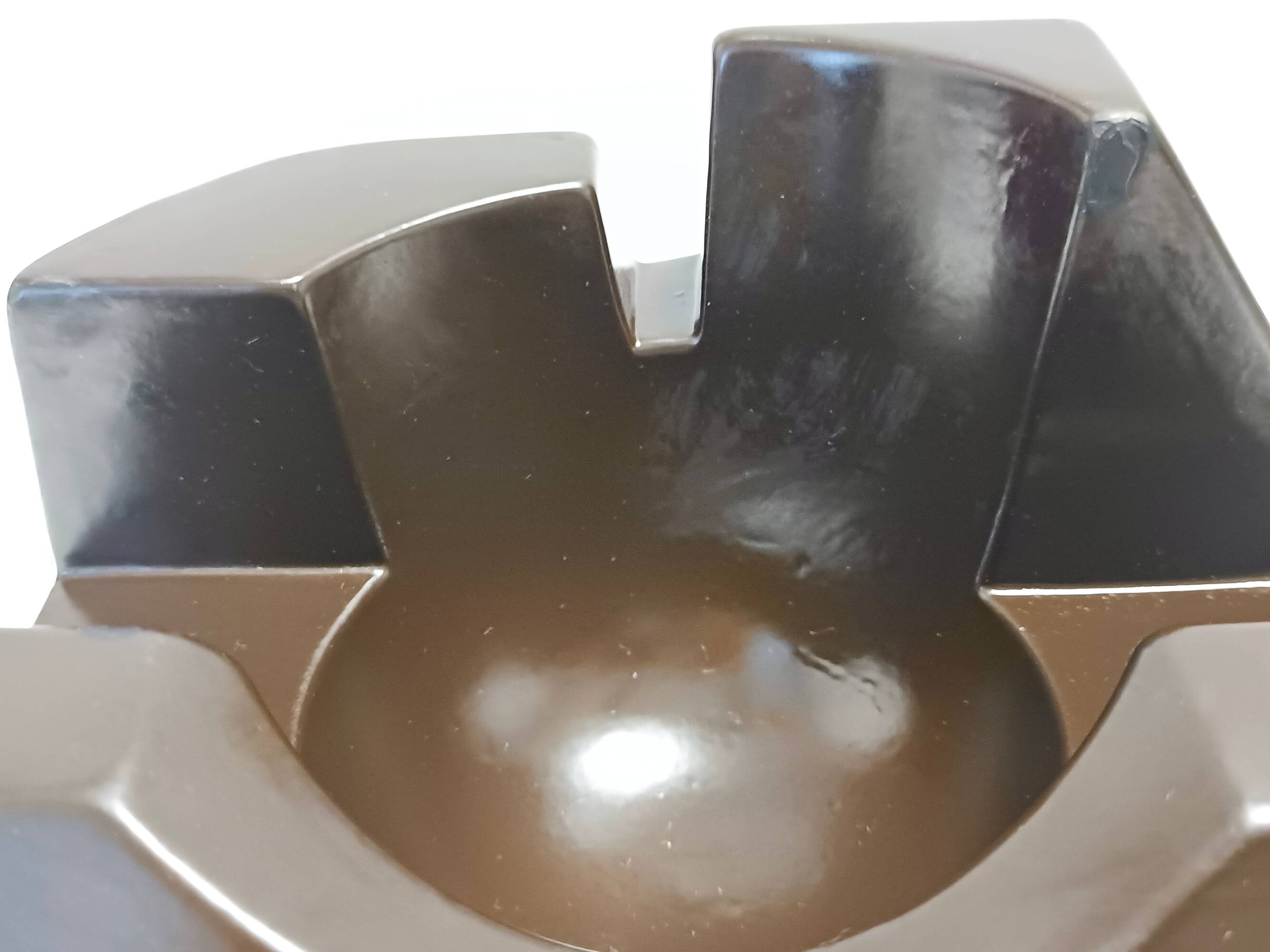 Brown Glazed Ceramic Trinket Bowl or Sculpture, Italy