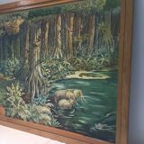 Table school nightingale year 50 with poster virgin forest / tundra