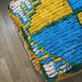 Moroccan Berber pouf yellow and bohemian turquoise