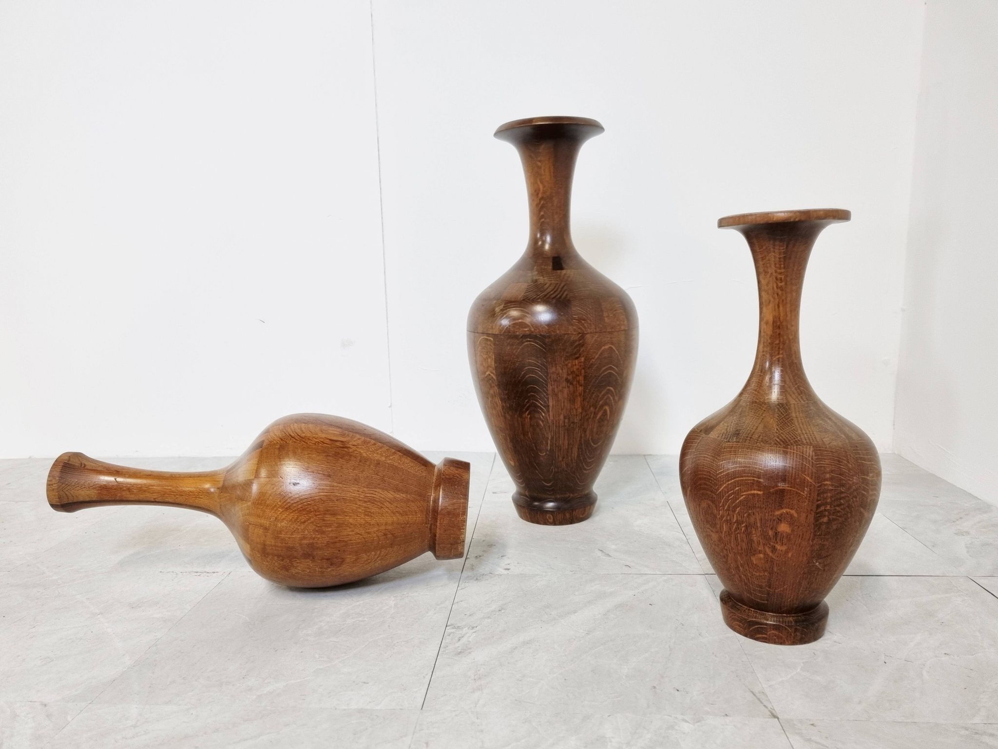Vintage wooden vases by Maurice Bonami, set of 3, 1970s