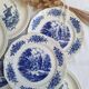 Vintage blue Moulin des Loups dinner plates