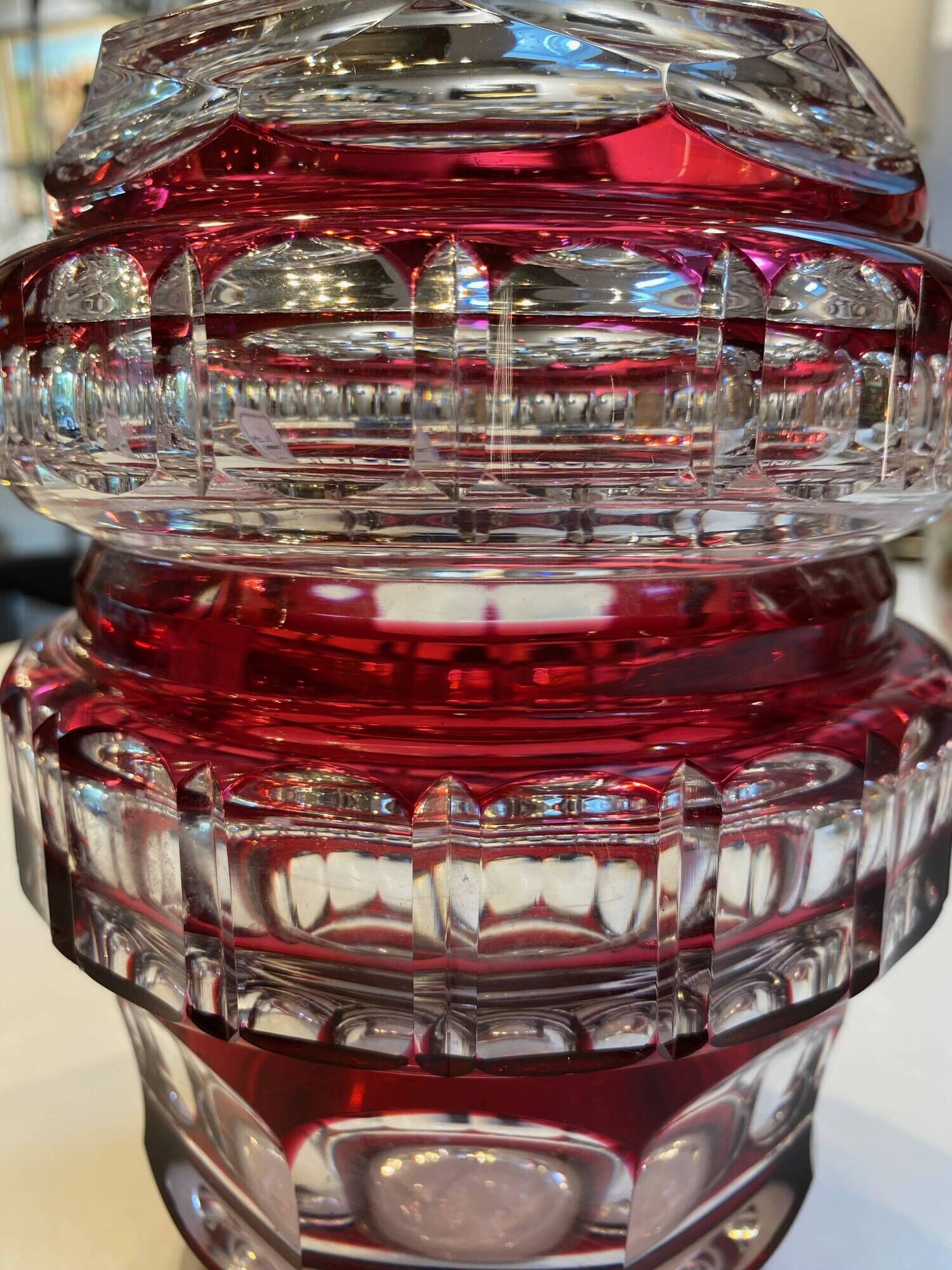 Double Red Crystal Vase – Val Saint Lambert