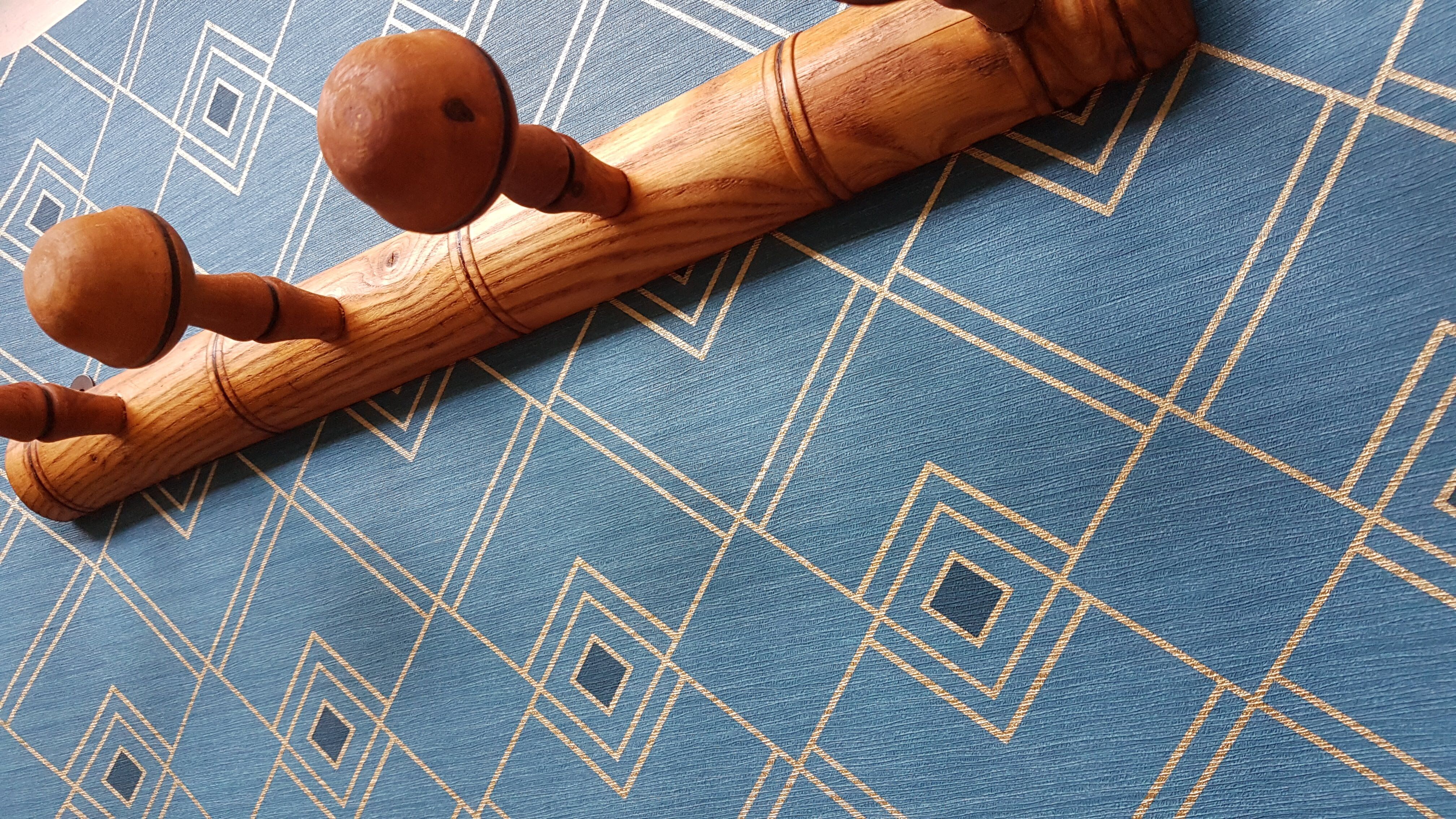 Vintage wood coat rack bamboo pattern