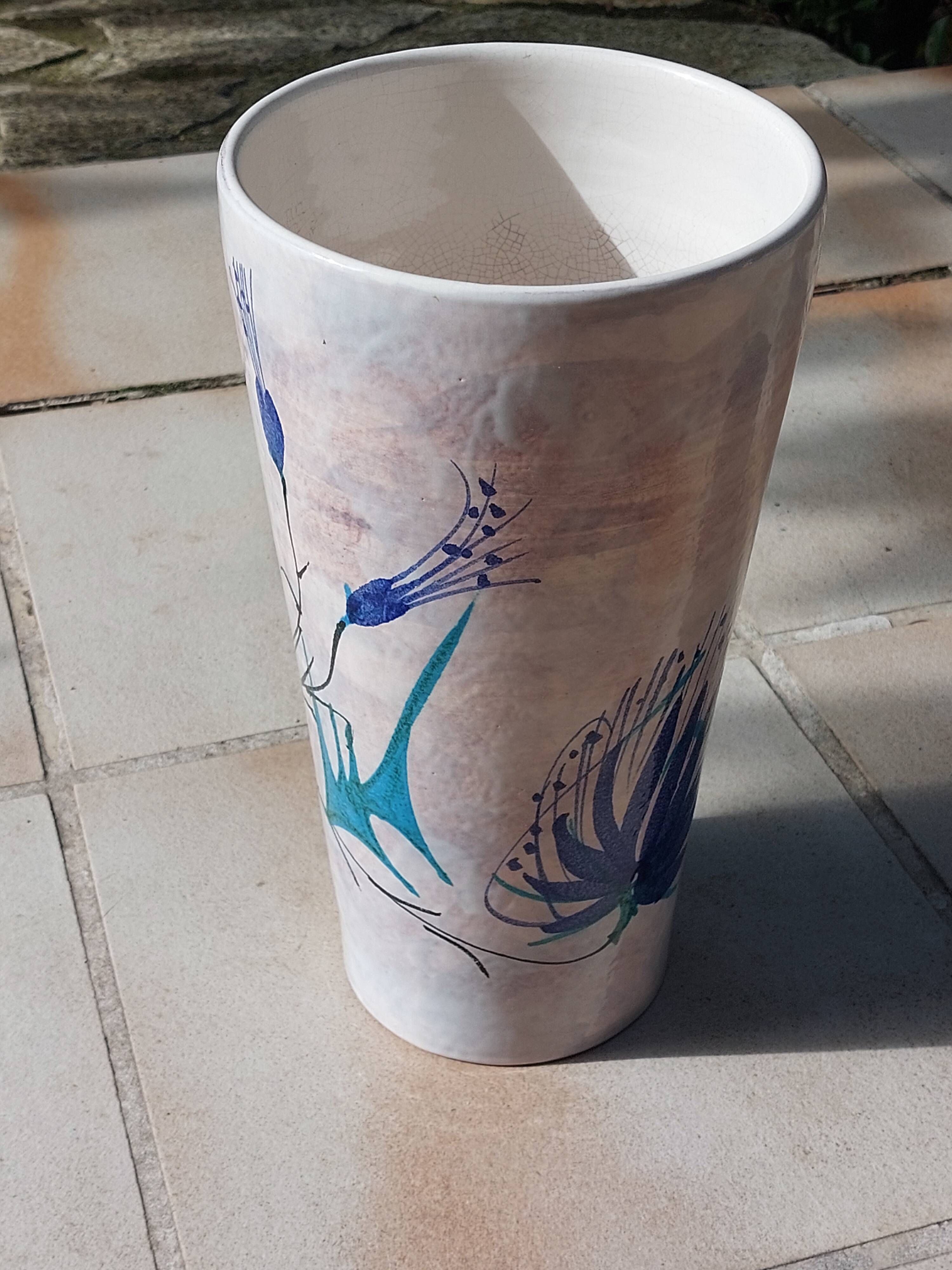 Grand vase rolled ceramic vintage le brescon vallauris 31 cm condition new