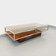 Vintage coffee table in smoked glass, chromed metal and magnifying glass from the 70s