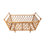 Vintage rattan and bamboo crib, 60s, TBE.