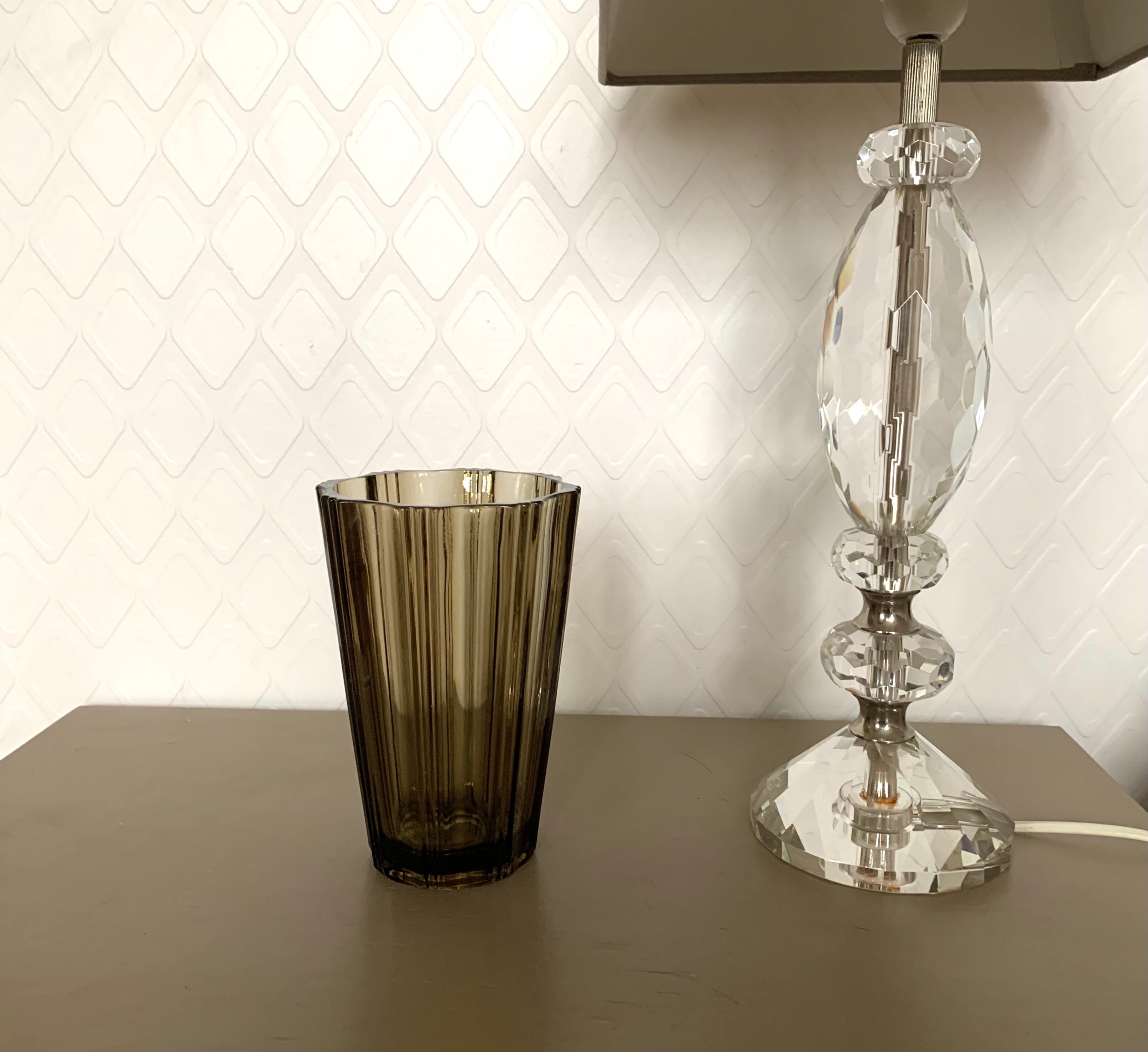 1970 smoked glass vase