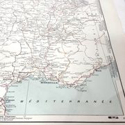 Old map of France in 1950, 43x43cm.