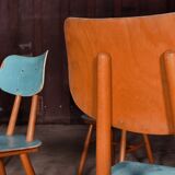 Series of 4 wooden chair Ton (Ex Thonet) 1960