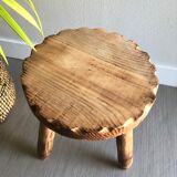 Tabouret tripode bois brut