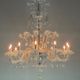 Venetian chandelier in colorless Murano glass, 12 arms of light