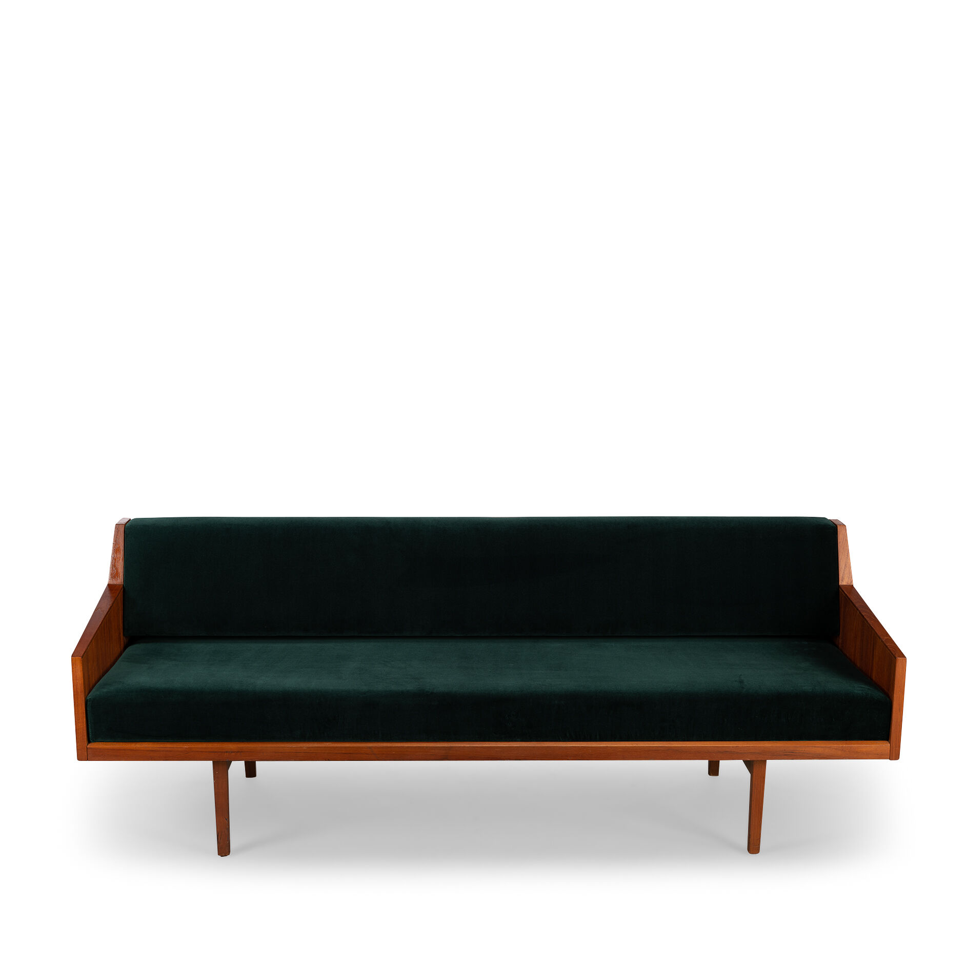 Danish midcentury modern green velvet daybed, 1960s