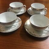 4 cups and tea saucers in 1970 Golden Limoges