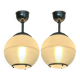 Pair of Holophane industrial design ball pendant lights