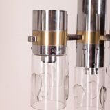 Lustre des années 70 en métal et verre Sicolari