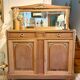 Raw wood sideboard and its mirror