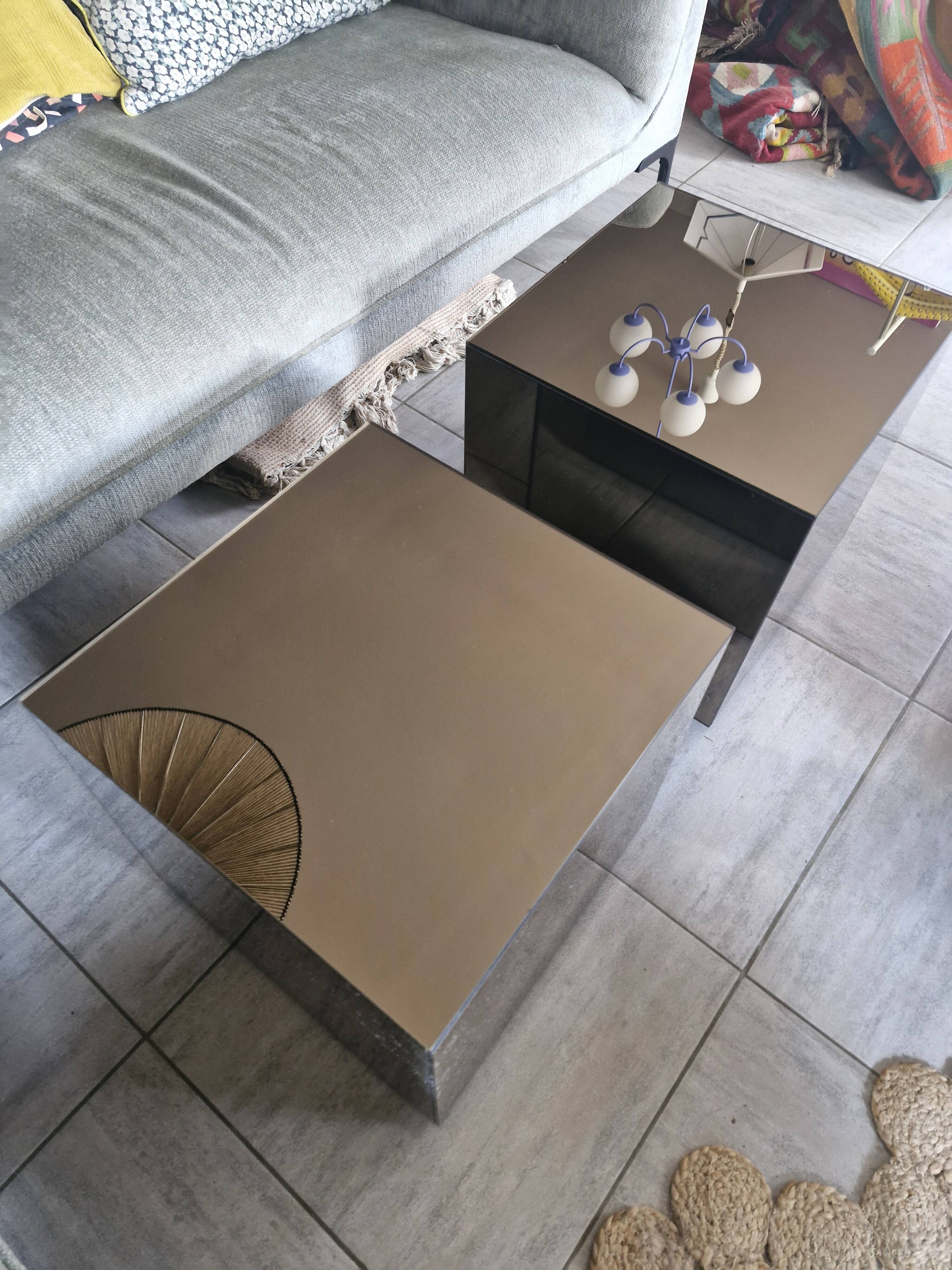 Pair of amber mirror cubes