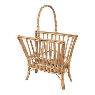 Vintage wicker magazine rack