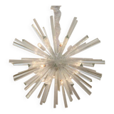 Lustre en verre blanc spoutnik triedro en verre de Murano