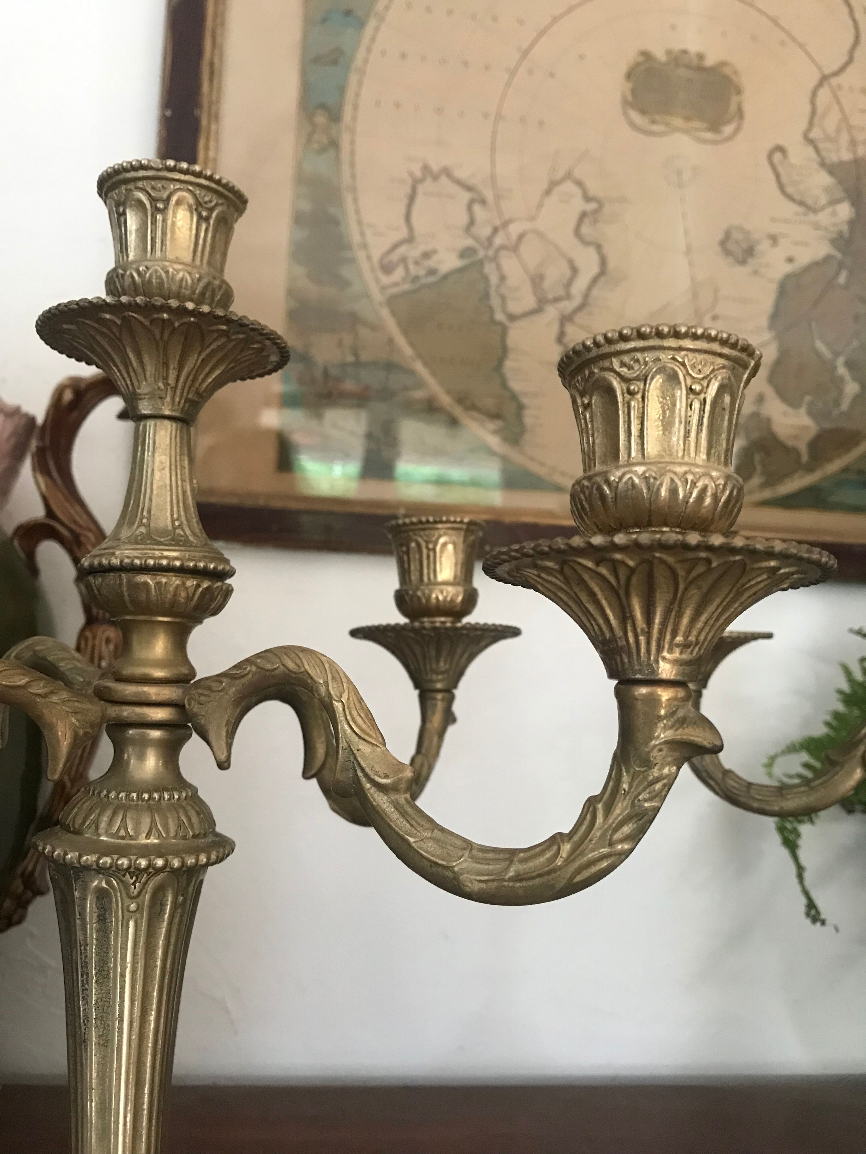 Pair of gilded bronze chandeliers