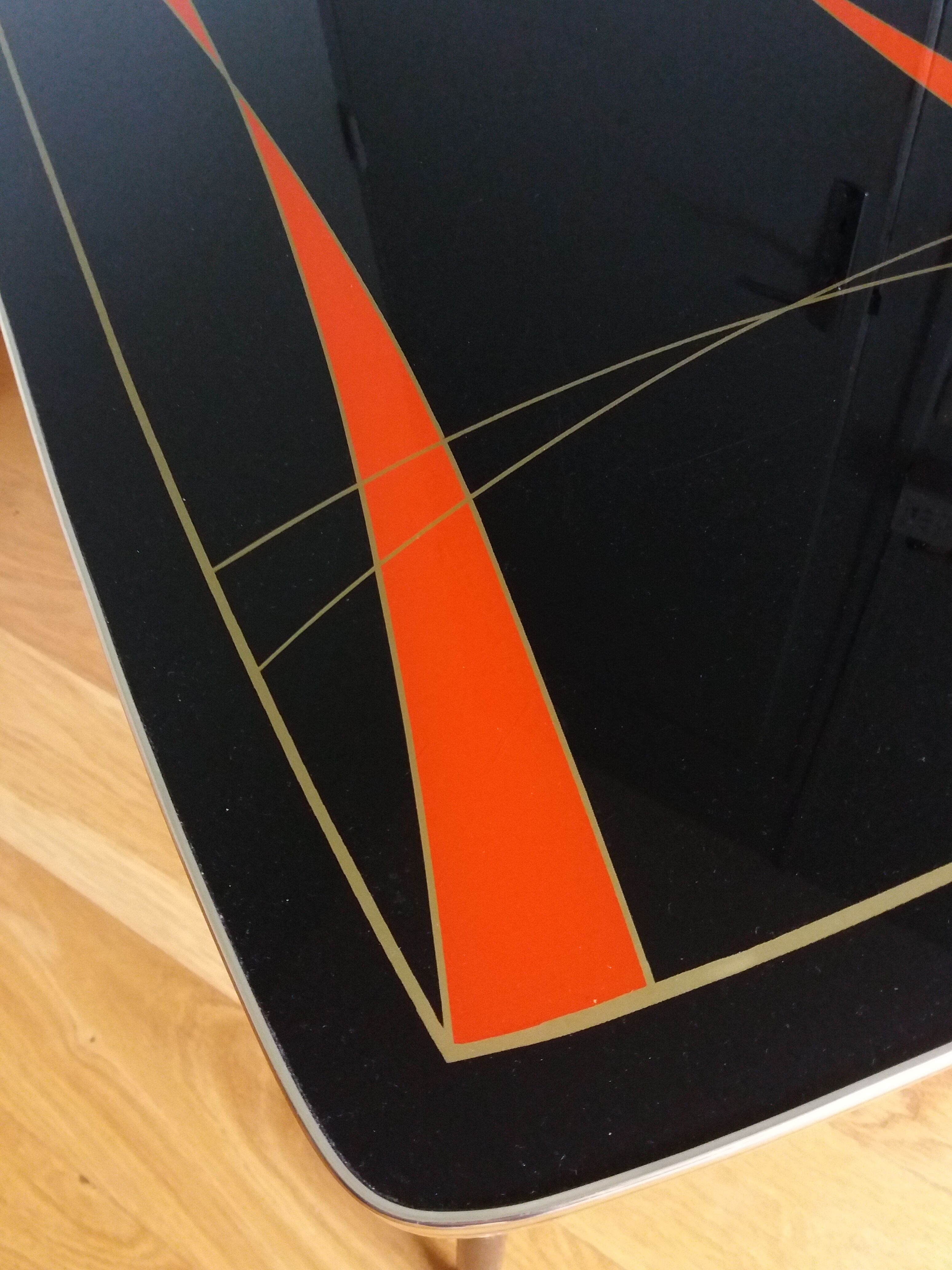 Coffee table formica tapered compass legs