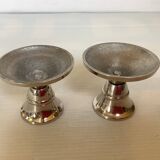 Pair of small silver metal candlesticks