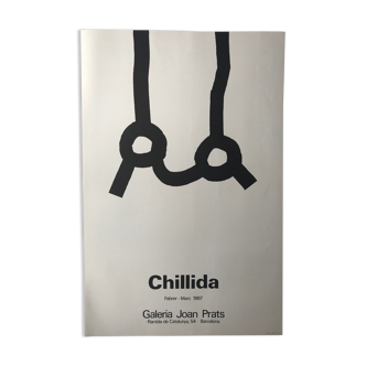 Affiche originale en lithographie d'eduardo chillida, galeria joan prats, 1987