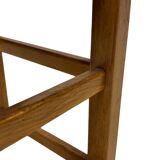 Set of four vintage chairs / stool - brutalist style minimalist oak and wicker 60s