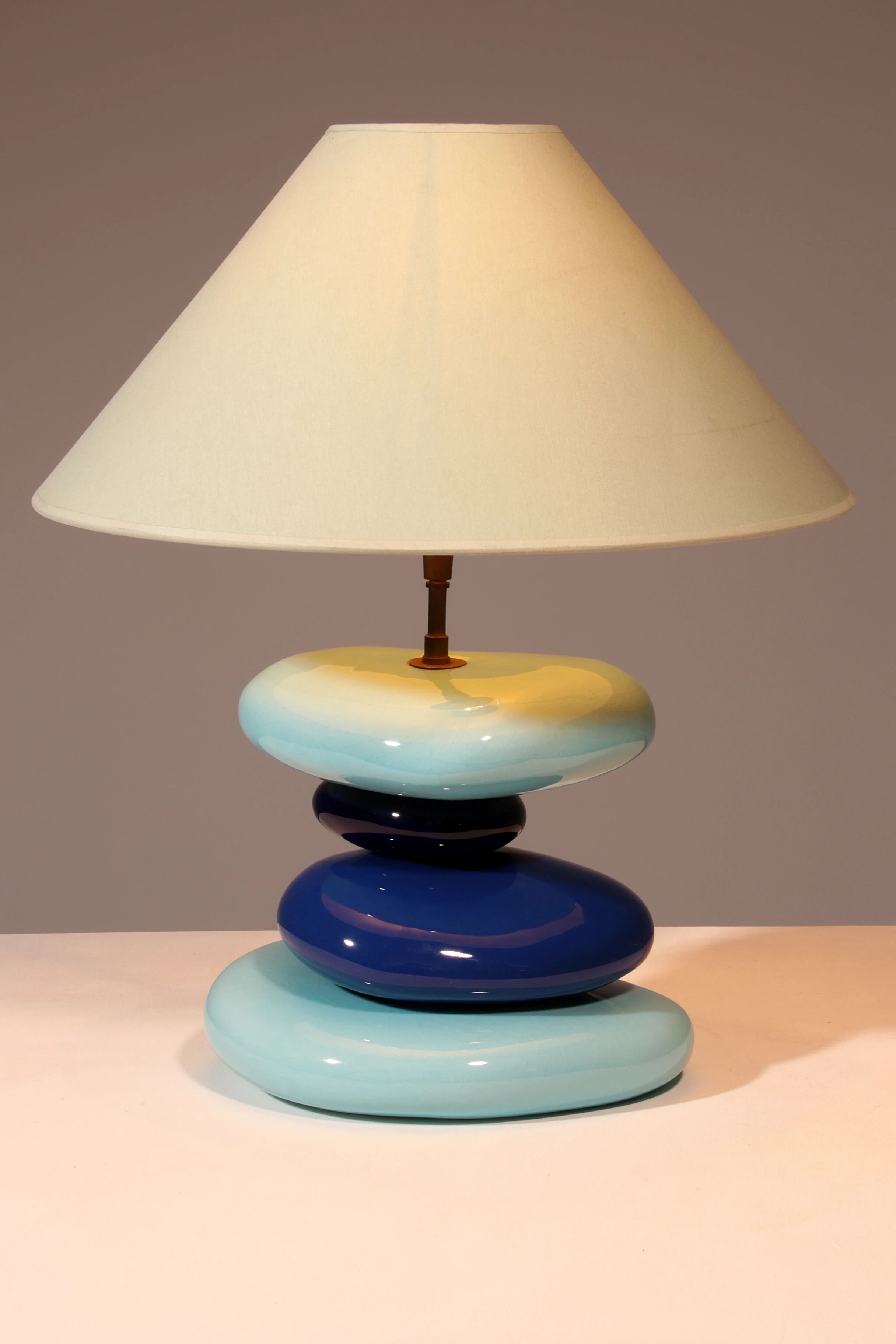 France pebble table lamp by François Chatain, 1980s