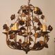 Chandelier hand-forged Hollywood Regency rose leaf decorations