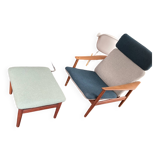 Arne Vodder FD 164 teak armchair and ottoman with footrest