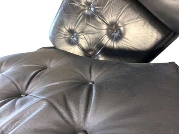 Set de 2 fauteuils vintage en cuir noir / fauteuils individuels