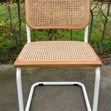 Cesca chair b32 model in white and wood by Marcel Breuer
