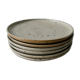Set of 6 flat plates made of pyrity sandstone, signed