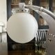 Moon lamp with face in aluminum and white opaline circa 1930
