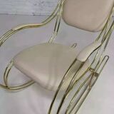 1960s rocking chair in brass and ecru imitation leather