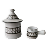 Ceramic sugar bowl and creamer by Emile Masson Vallauris, 1960s