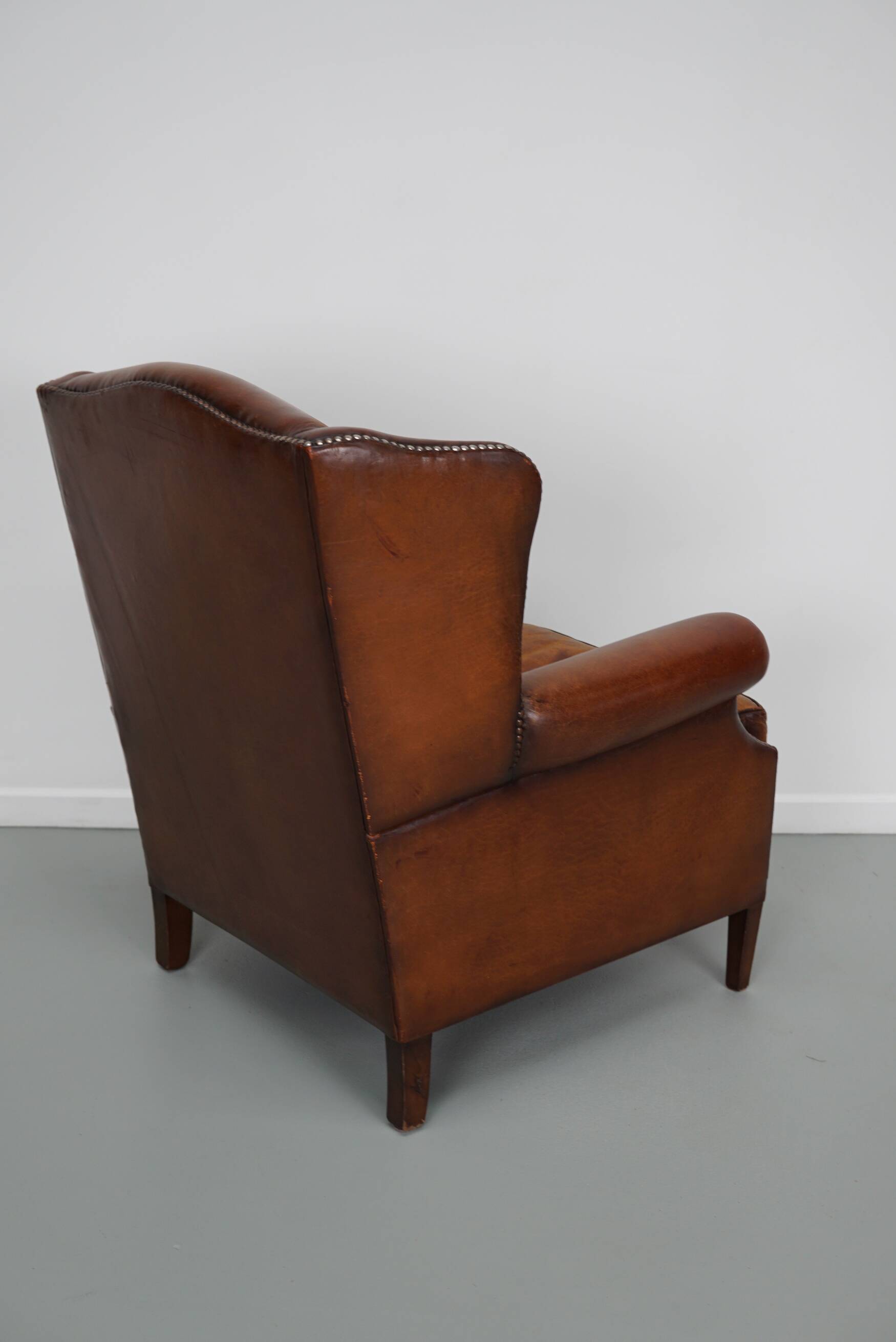 Vintage Dutch Cognac Colored Leather Club Chair