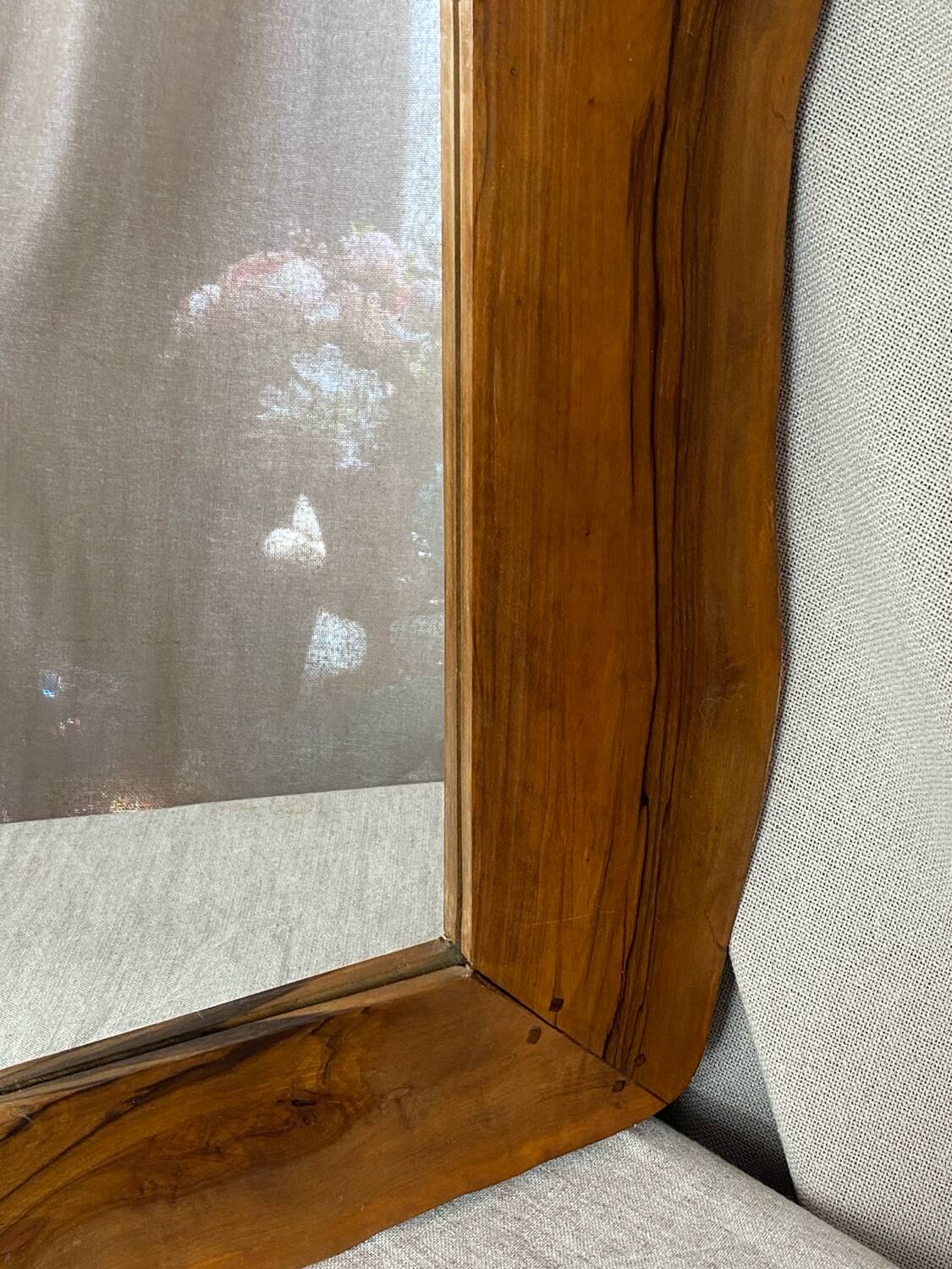 Vintage olive wood mirror in free form