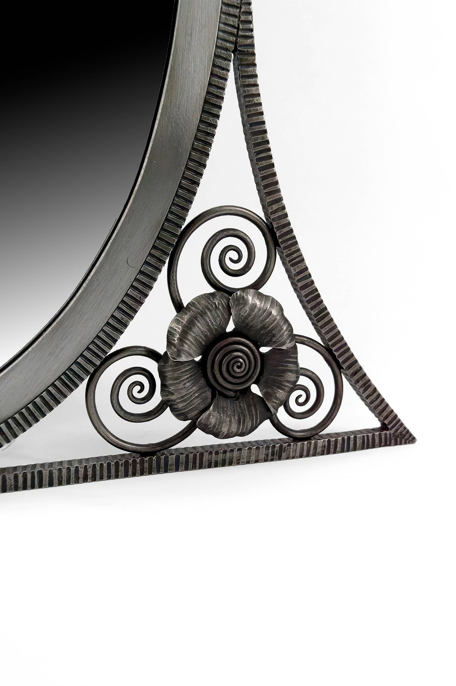 Wrought Iron Mirror, Art Deco, Floral Theme, France, Circa 1920